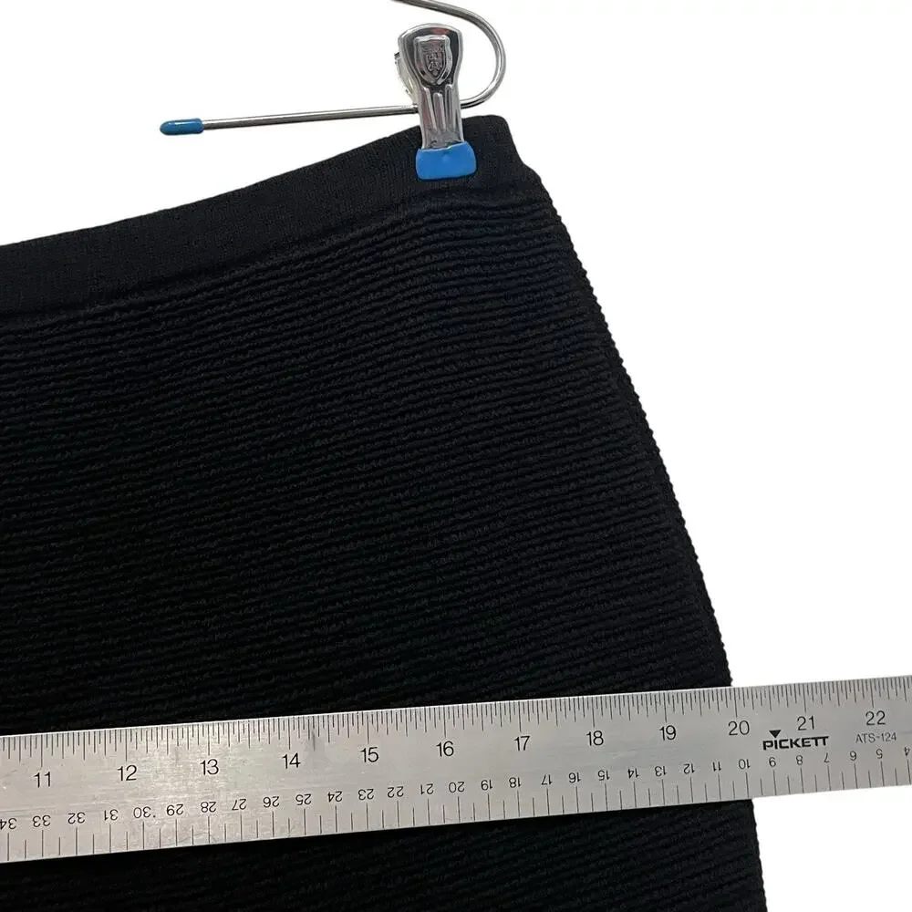 Eileen Fisher Skirt Women Size M Black Ribbed Wool Blend New Short Stretch Knit